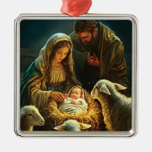 Holy Family Christmas Nativity  Metalen Ornament (Voorkant)