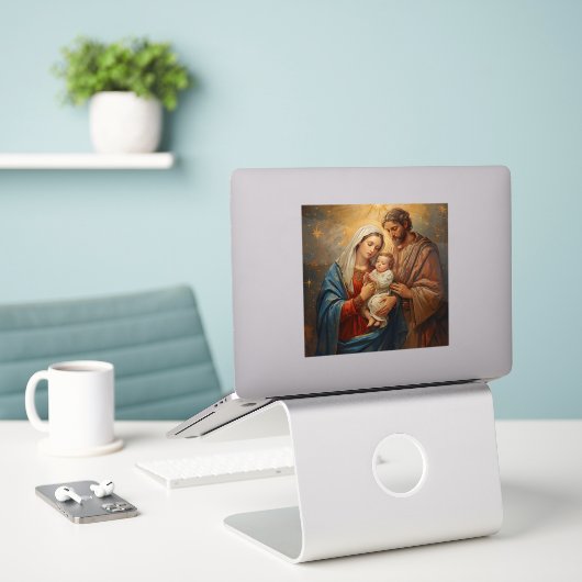 Holy Family Christmas Sticker For Holi Festive (Laptop op bureau)