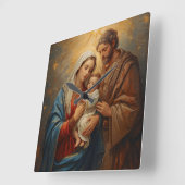 Holy Family Christmas Wall Clock For Peaceful Holi Vierkante Klok (Hoek)