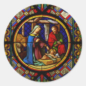 Holy Family "Stained Glass"  Ronde Sticker (Voorkant)