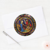 Holy Family "Stained Glass"  Ronde Sticker (Envelop)