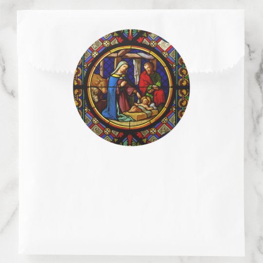 Holy Family "Stained Glass"  Ronde Sticker (Tas)