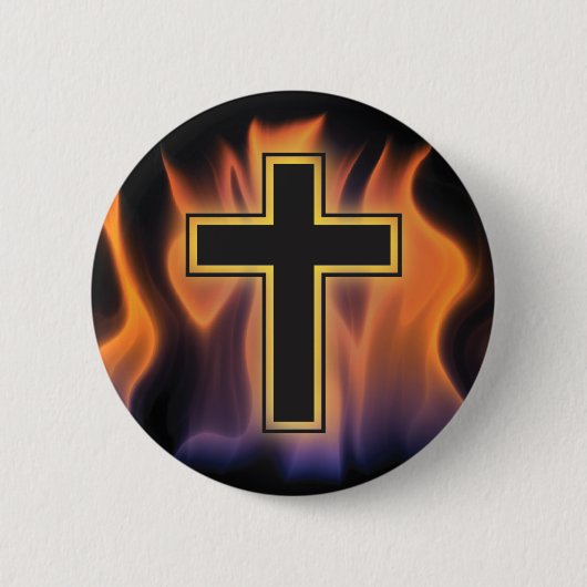 HOLY FLAMING FIRE CROSS! Christelijk SPIRITUEEL VE Ronde Button 5,7 Cm (Voorkant)