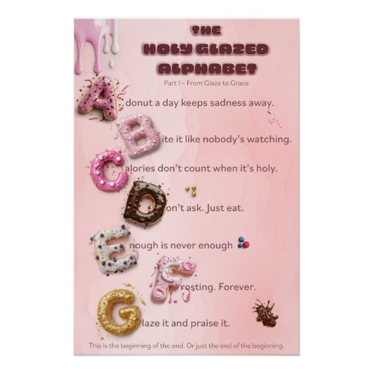 Holy Glazed Donut Alphabet – A bis G Perfect Poster (Voorkant)