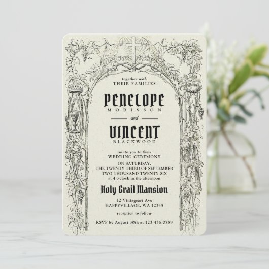 Holy Grail Wedding Kaart (Staand voorkant)