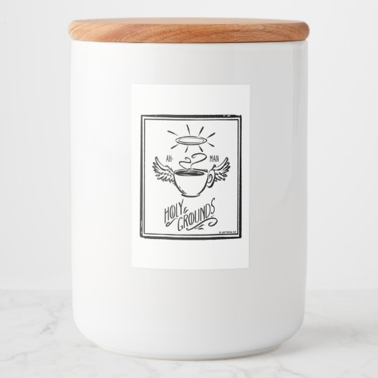HOLY GROUNDS COFFEE VOEDSELCONTAINER ETIKET (Voorkant)