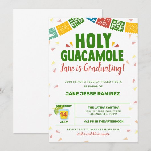 Holy Guacamole Afstuderen Fiesta Kaart (Voorkant / Achterkant)