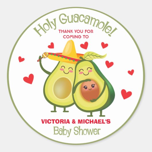 Holy Guacamole Avocado Baby shower Fiesta Stickers (Voorkant)