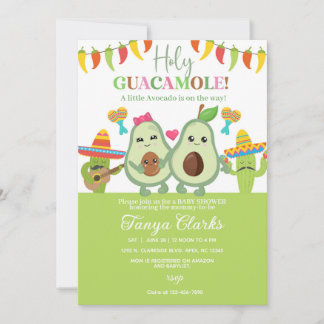 Holy guacamole avocado baby shower invitation. kaart
