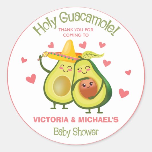 Holy Guacamole Avocado Baby shower Stickers (Voorkant)