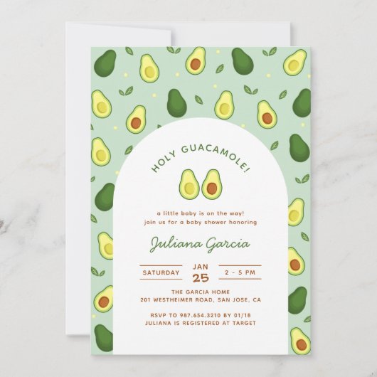 Holy Guacamole Avocado Groen Baby shower Kaart (Voorkant)
