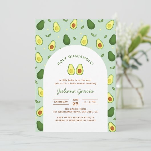 Holy Guacamole Avocado Groen Baby shower Kaart (Staand voorkant)
