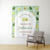 Holy Guacamole Avocado Groene Achtergrond Tapestry Wandkleed (In situ)