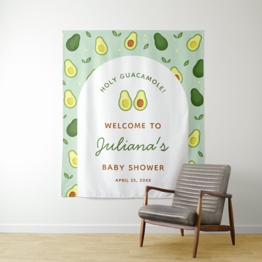 Holy Guacamole Avocado Groene Achtergrond Tapestry Wandkleed (In situ)
