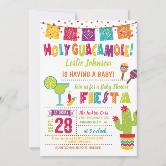 Holy Guacamole Baby shower Fiesta Kaart (Voorkant)