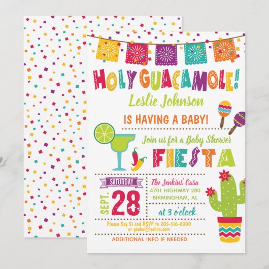 Holy Guacamole Baby shower Fiesta Kaart (Voorkant / Achterkant)