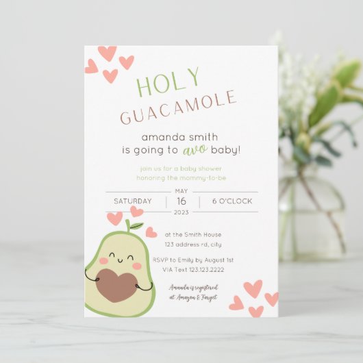 Holy Guacamole Baby shower Happy Avocado Kaart (Staand voorkant)
