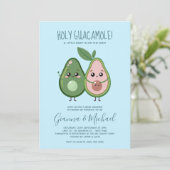 Holy Guacamole Blue Avocado Baby shower Kaart (Staand voorkant)