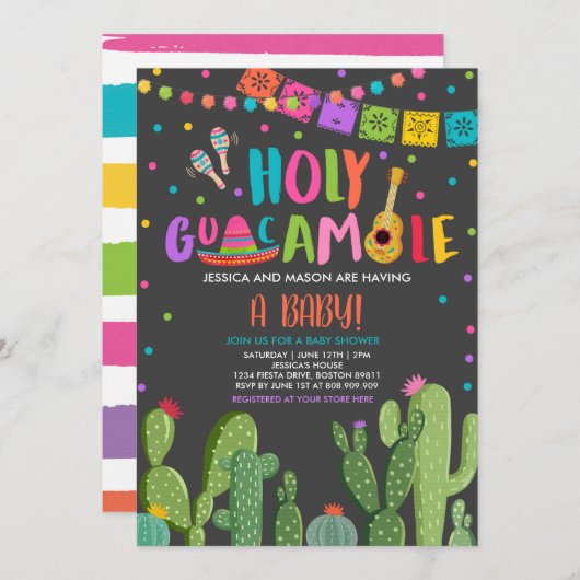 Holy Guacamole Fiesta Baby shower Cactus Kaart (Voorkant / Achterkant)