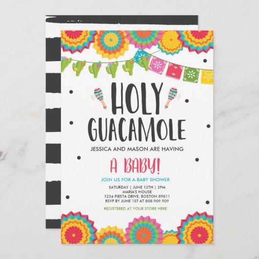 Holy Guacamole Fiesta Baby shower Cactus Kaart (Voorkant / Achterkant)