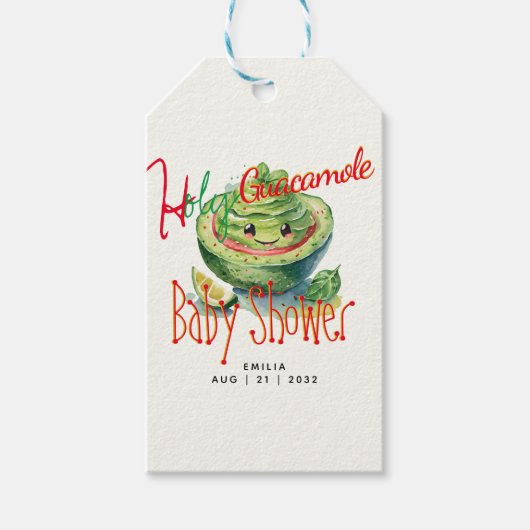 Holy Guacamole Fiesta Baby shower CUSTOM Cadeaulabel (Voorkant)