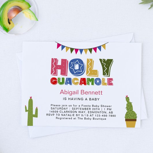 Holy Guacamole Fiesta Baby shower Kawaii Avocado I Kaart