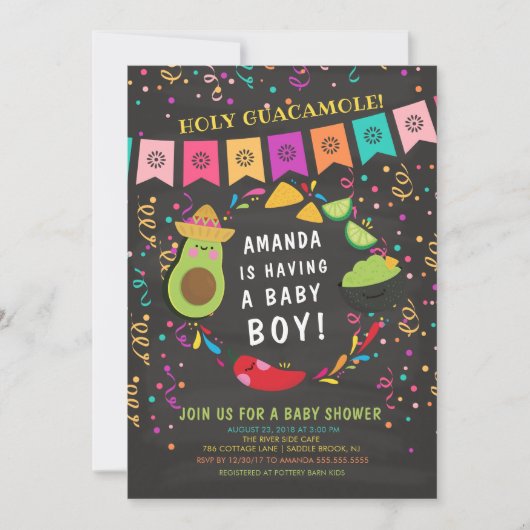 Holy Guacamole Fiesta Baby shower Uitnodiging (Voorkant)