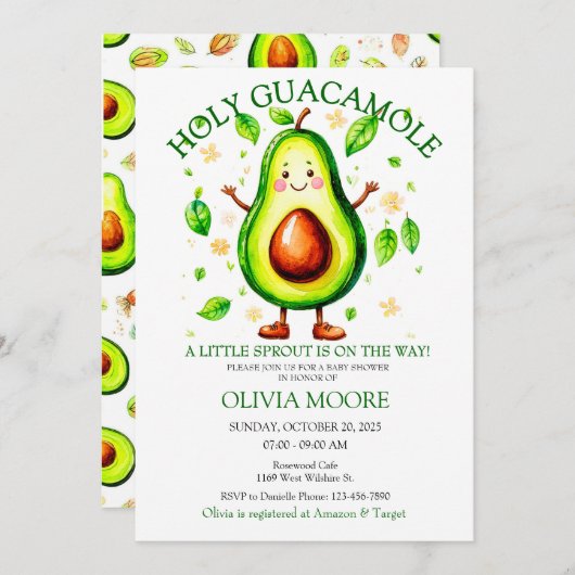 Holy Guacamole Fiesta Theme Boy of Girl Sprinkle Kaart (Voorkant / Achterkant)