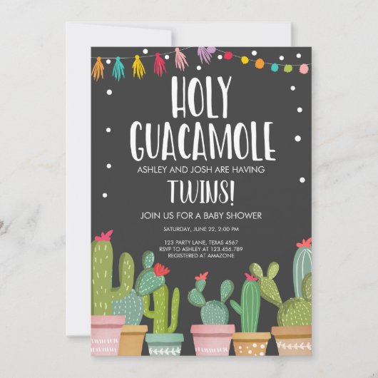 Holy Guacamole Fiesta Twins Baby shower Kaart (Voorkant)