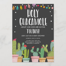 Holy Guacamole Fiesta Twins Baby shower Kaart