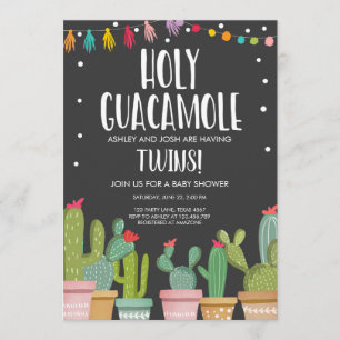 Holy Guacamole Fiesta Twins Baby shower Kaart
