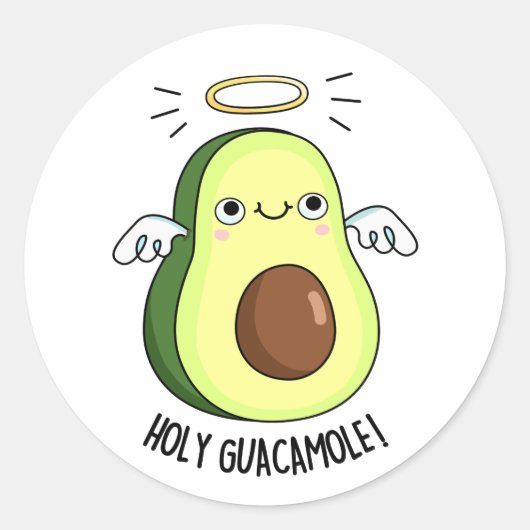 Holy Guacamole Funny Goody Avocado Pun Ronde Sticker (Voorkant)
