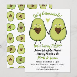 Holy Guacamole Hart Avocado Baby shower Twins Kaart