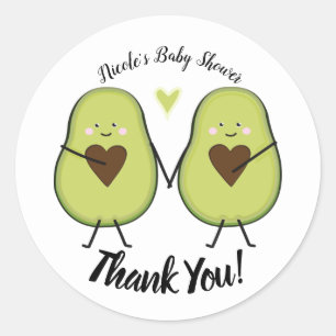 Holy Guacamole Hart Avocado Baby shower Twins Ronde Sticker