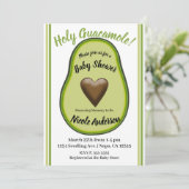 Holy Guacamole Heart Avocado Baby shower Kaart (Staand voorkant)