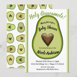 Holy Guacamole Heart Avocado Baby shower Kaart