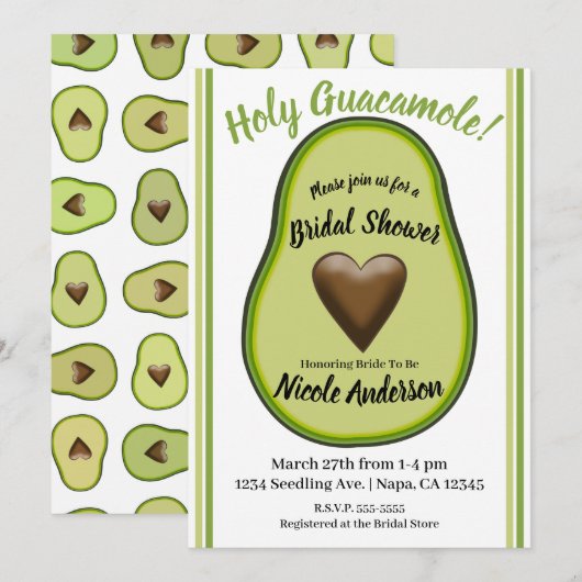 Holy Guacamole Heart Avocado Vrijgezellenfeest Kaart (Voorkant / Achterkant)