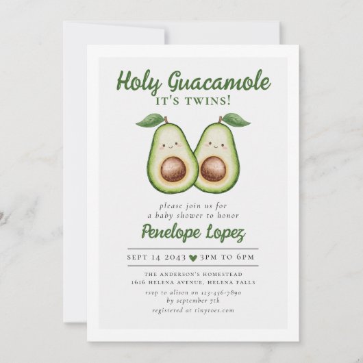 Holy Guacamole Het is een tweeling Baby shower Kaart (Voorkant)