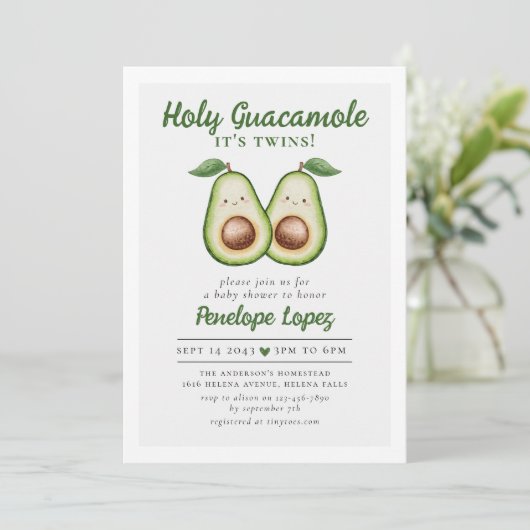 Holy Guacamole Het is een tweeling Baby shower Kaart (Staand voorkant)