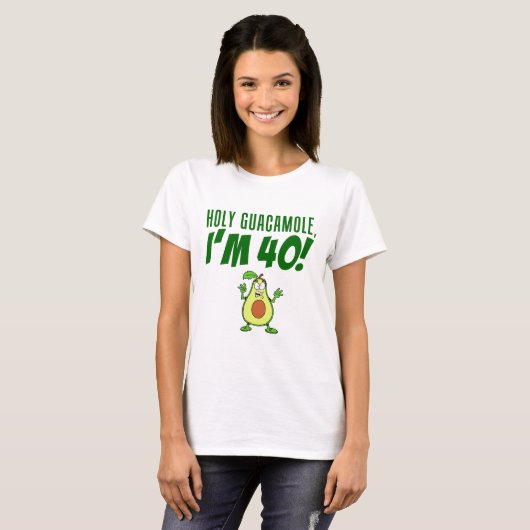Holy Guacamole Ik ben 40 Cartoon avocado T-shirt (Voorkant volledig)