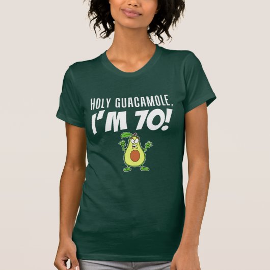 Holy Guacamole Ik ben 70 Cartoon Avocado (ON DARK) T-shirt (Voorkant)