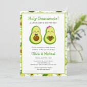 Holy Guacamole Kawaii Avocado Baby shower Kaart (Staand voorkant)