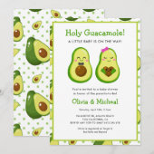 Holy Guacamole Kawaii Avocado Baby shower Kaart (Voorkant / Achterkant)