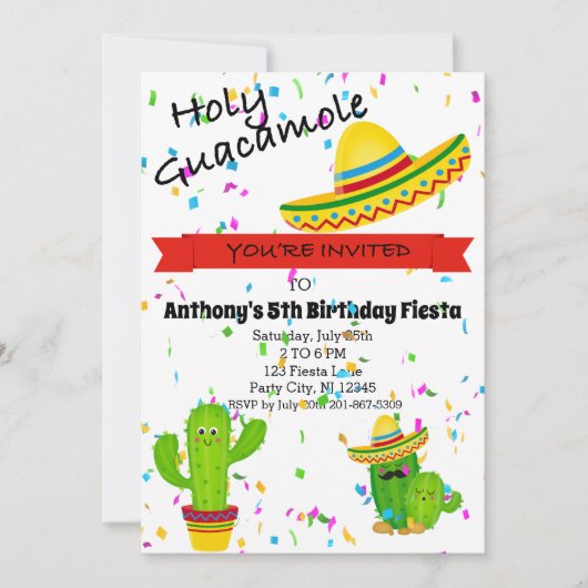 Holy Guacamole Kids Verjaardagsfeestje Uitnodiging (Voorkant)