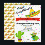 Holy Guacamole Kids Verjaardagsfeestje Uitnodiging<br><div class="desc">Fiesta tijd! Vier een verjaardag met een Mexicaans thema. Deze kleurrijke uitnodiging heeft een grote sombrero aan de bovenkant met cactus aan de onderkant. Personaliseer met uw partijgegevens.</div>