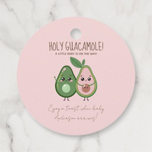 Holy Guacamole Roze Avocado Baby shower Bedankjes Labels (Achterkant)