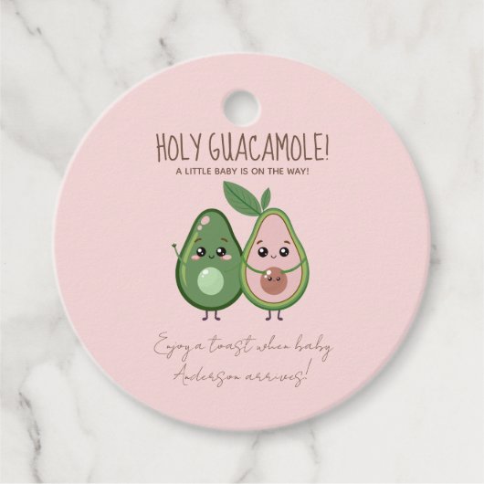 Holy Guacamole Roze Avocado Baby shower Bedankjes Labels (Voorkant)