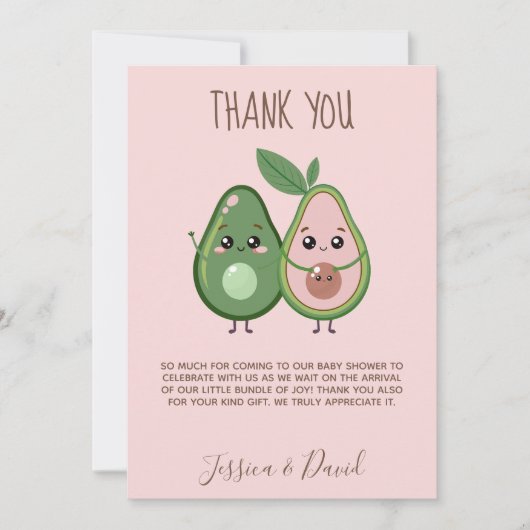 Holy Guacamole Roze Avocado Baby shower Bedankkaart (Voorkant)