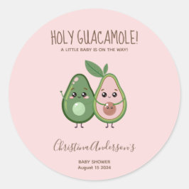Holy Guacamole Roze Avocado Baby shower Ronde Sticker