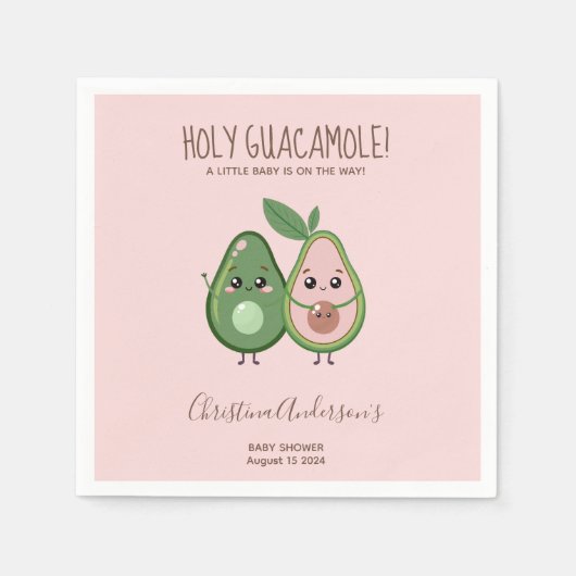 Holy Guacamole Roze Avocado Baby shower Servet (Voorkant)